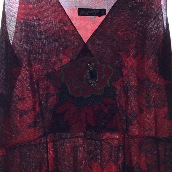 Lee Anderson Floral Red and Black Sleeveless Dress M - Picture 15 of 16